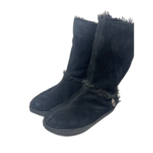Timberland Women's Mukluk Sherpa Black Suede Fur Insulated Boots 61643 Sz 7.5